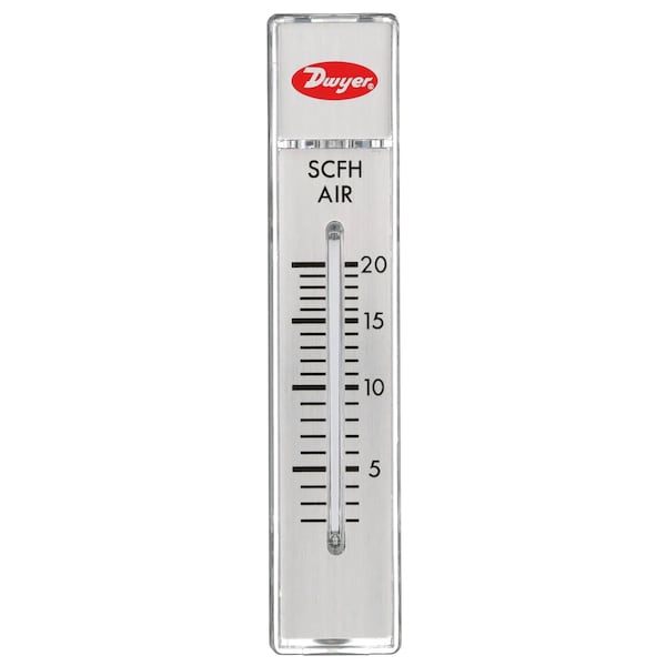 Flowmeter, range 2-20 SCFH air, no valve.